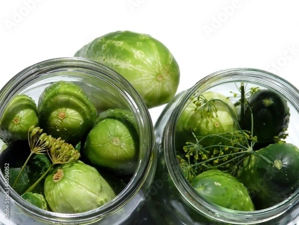 Obraz Cucumbers in glass jar