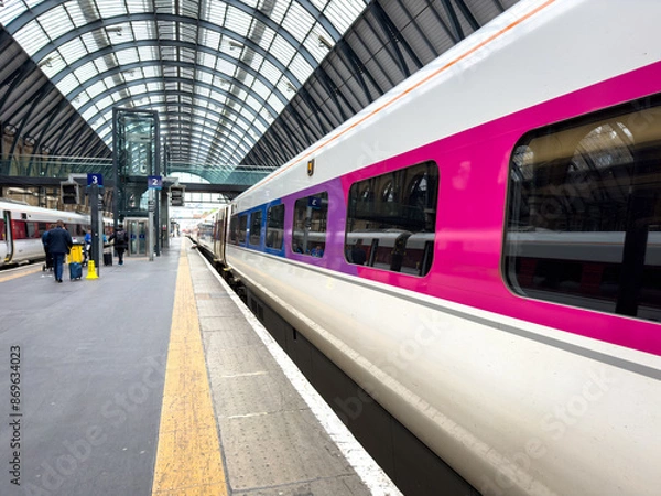 Fototapeta High speed train at King's Cross train station in London
