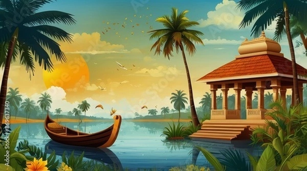 Obraz easy to edit vector illustration of Happy Onam holiday