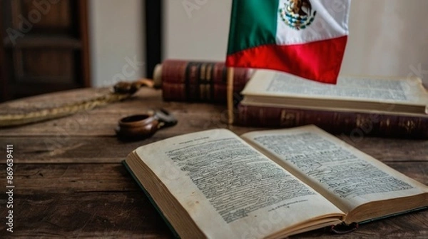 Obraz Mexico constitution day with book