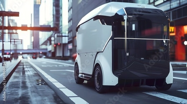 Obraz Autonomous Delivery Robot Navigating Using RADAR Technology for Logistics Innovation