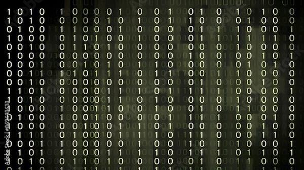 Fototapeta Green Digital Binary Code Rain