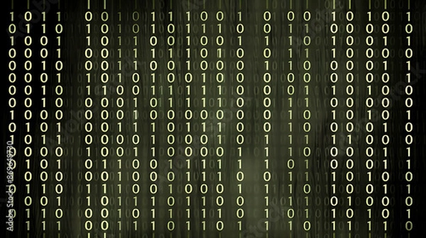 Fototapeta Green Digital Binary Code Rain