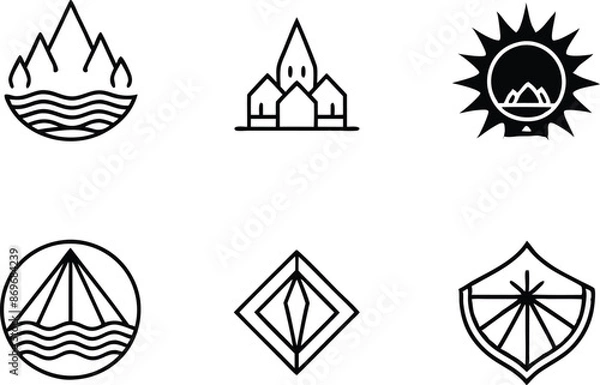 Obraz set off minimal logo and icon illustration black and white