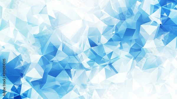 Fototapeta Abstract background with blue and white low poly shapes, 3D rendering. Modern geometric wallpaper design in the style of for business presentation cover or poster template.


