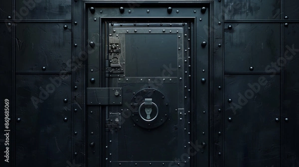 Obraz metallic safe door made from solid steel, vault for banking and storage, vintage design, 4k realistic