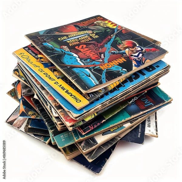 Obraz colection of comic books isolated on white background