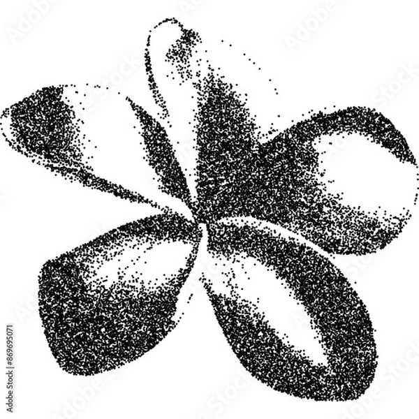 Fototapeta Flower with retro photocopy stipple effect, for grunge punk y2k collage design. Vector illustration in vintage halftone brutalist design for banner or poster