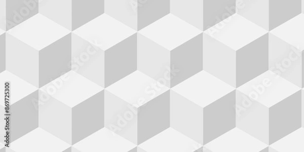 Fototapeta Abstract cube geometric tile and mosaic wall or grid backdrop hexagon technology. white or gray geometric block cube structure. Vector of cube geometric pattern grid backdrop triangle background.