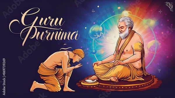 Fototapeta Guru Purnima Illustration and Celebration banner background design