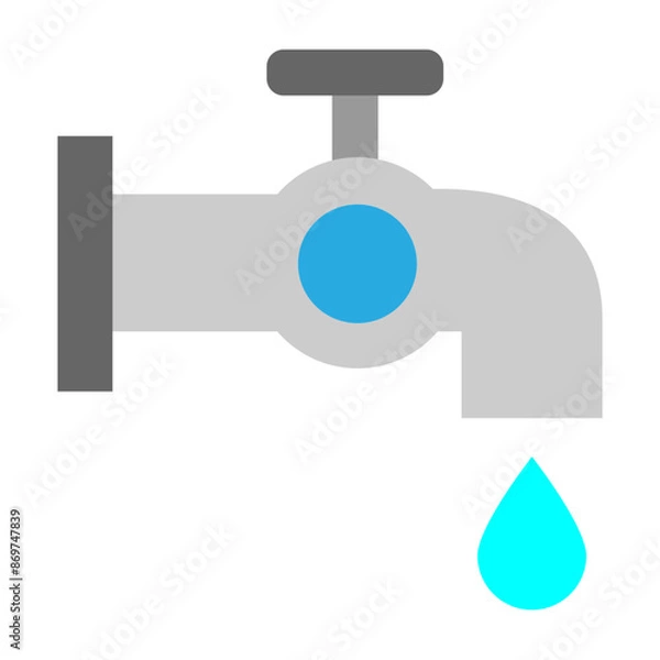 Fototapeta Leaky Faucet Vector Flat Icon Design