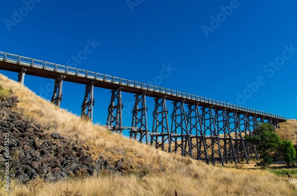 Obraz Historic Nimmons Bridge, a disused timber railway trestle bridge, near Ballarat Australia