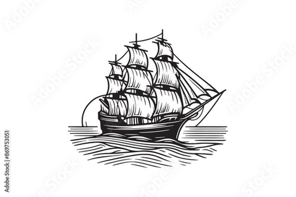 Fototapeta A vector silhouette of a boat.