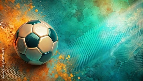 Obraz Vibrant turquoise and orange abstract background with subtle soccer ball texture, incorporating European championship elements, ample copy space.