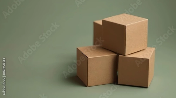 Fototapeta Selfassembling boxes adjust their shape and size based on the contents, offering a futuristic solution for shipping and storage, with copy space