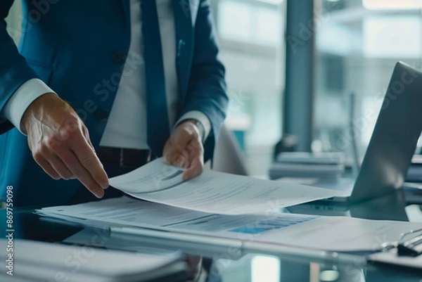 Obraz Businessman Reviewing Documents.