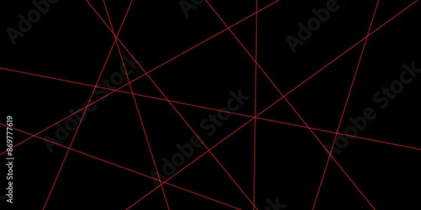 Fototapeta Abstract red and black design background. Abstract luxury black background red geometric random chaotic lines with many squares and triangles shape on black background. 