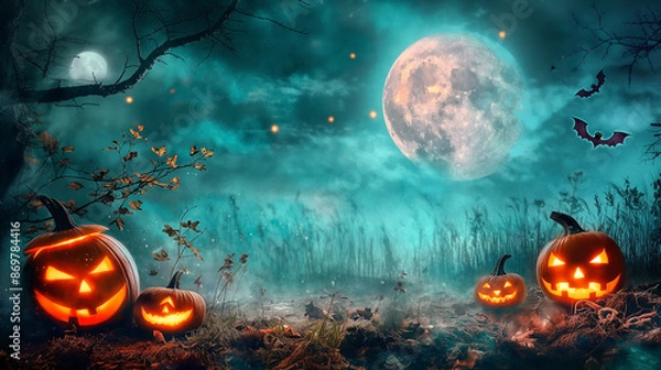 Obraz halloween background with pumpkins