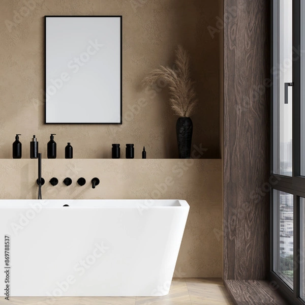Fototapeta Frame mockup in modern bathroom interior