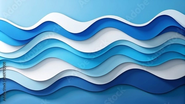 Fototapeta Abstract Paper Waves in Blue and White