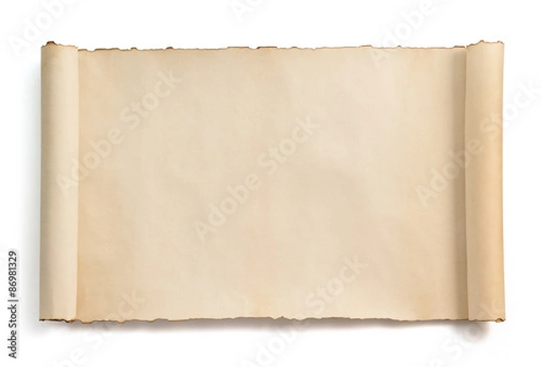 Fototapeta parchment scroll isolated on white