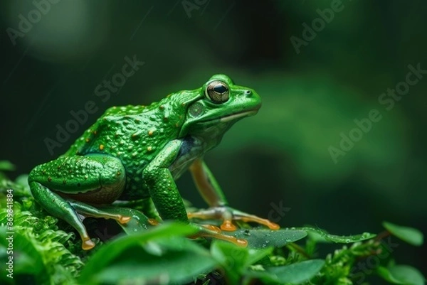 Fototapeta Green Paddy Frog, Macro,Left side view