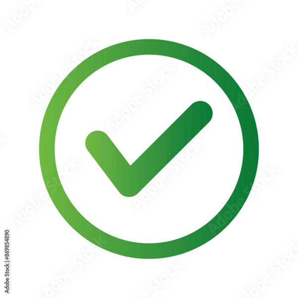 Fototapeta Green check mark icon in a circle. Tick symbol in green color, vector illustration. Check mark icon symbol vector. Symbol for website computer, mobile and app.