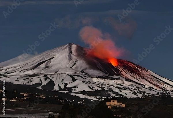 Fototapeta A view of Mount Etna in Sicily in Italy
