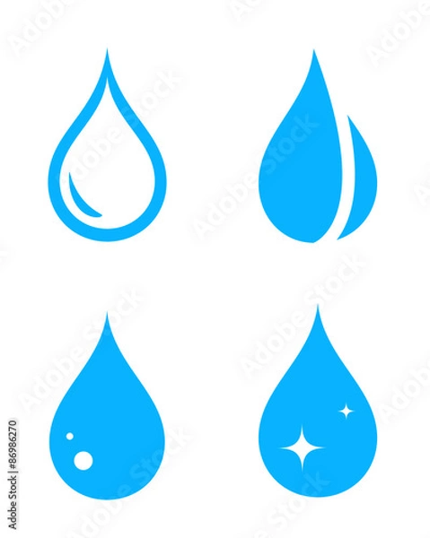 Obraz niebieski zestaw kropli na białym tle