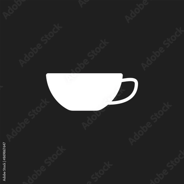 Obraz Simple cup icon on black background.