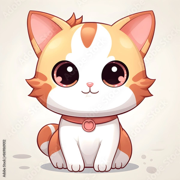 Fototapeta Super cute Calico Cat illustration