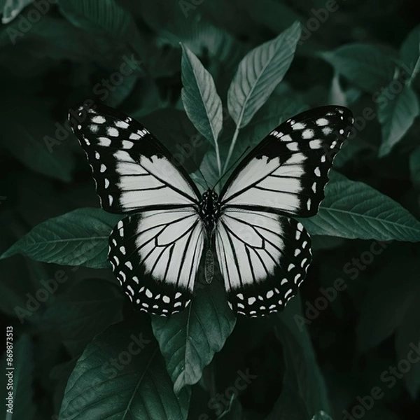 Obraz A stunning close-up photograph of a vibrant butterfly. 