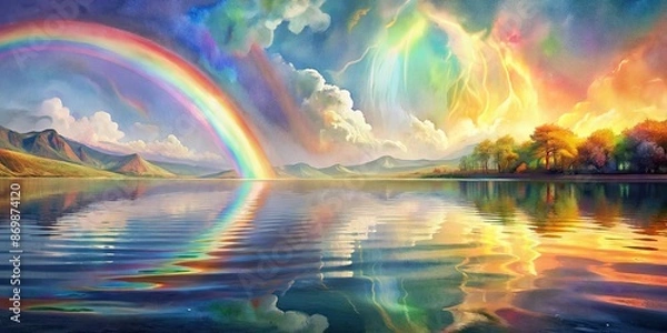 Obraz Rainbow-colored reflections created by sunlight, forming a vibrant background