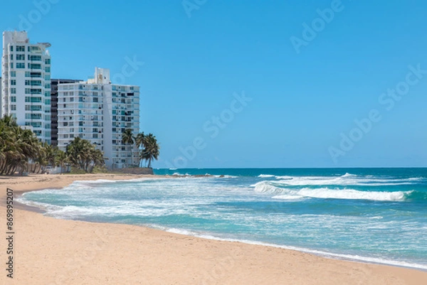 Obraz Beach and Condado Beach Coastline in San Juan, Puerto Rico