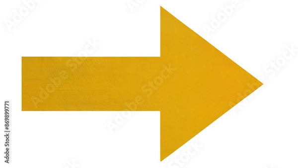 Fototapeta Yellow Arrow with Textured Paint Effect. Transparent Background