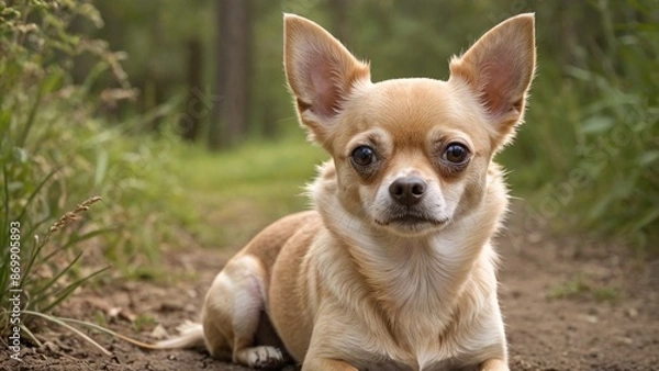 Fototapeta Adorable Chihuahua A Playful Companion in Shades of Tan and White