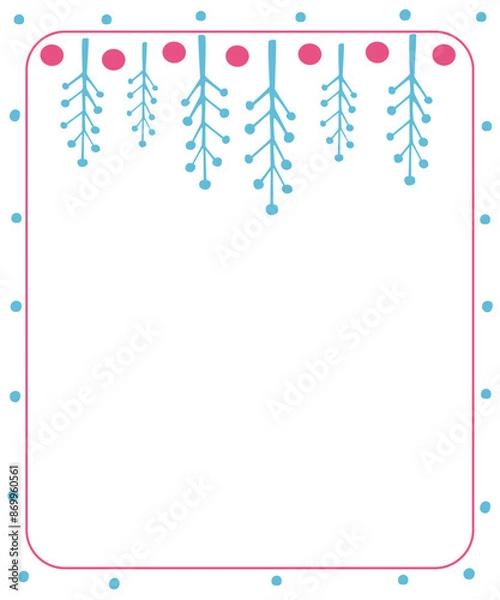 Fototapeta Template with natural and abstract elements. Design of postcards, greetings, invitations. Vector illustration, isolated objects on white background
