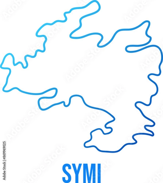 Fototapeta Symi island simplified outline blue gradient map