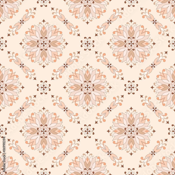Obraz Floral seamless texture on a beige background.