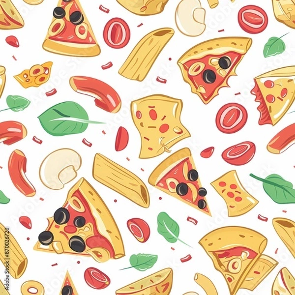Obraz Pizza and Pasta Seamless Pattern