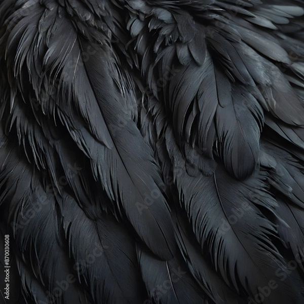 Fototapeta  close-up, highly detailed photograph showcasing the intricate texture of black feathers