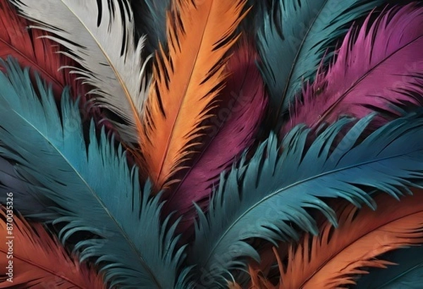 Fototapeta A stunning close-up photograph showcasing the intricate and colorful texture of bird feathers