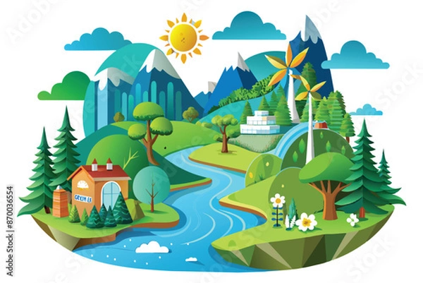 Obraz Cute Cartoon Leaf Illustration in Flat Style