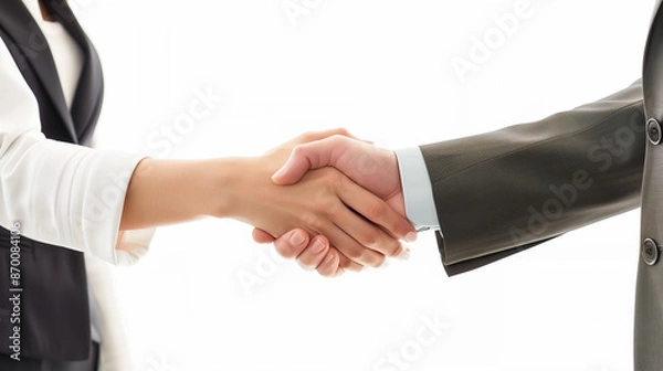 Fototapeta 男性と握手を交わすビジネスウーマン