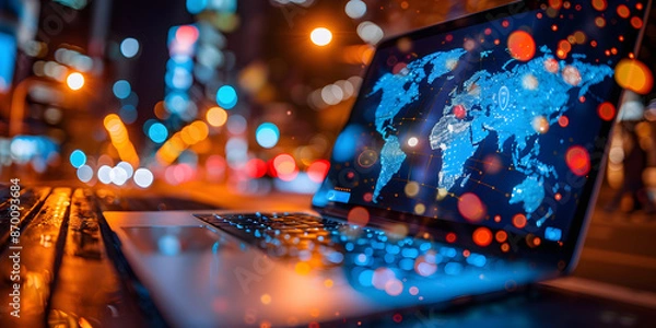 Obraz Notebook com tela de globo