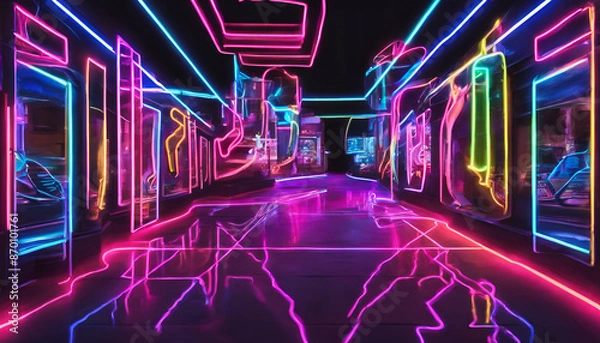 Fototapeta Neon Cyberpunk Street Generative AI