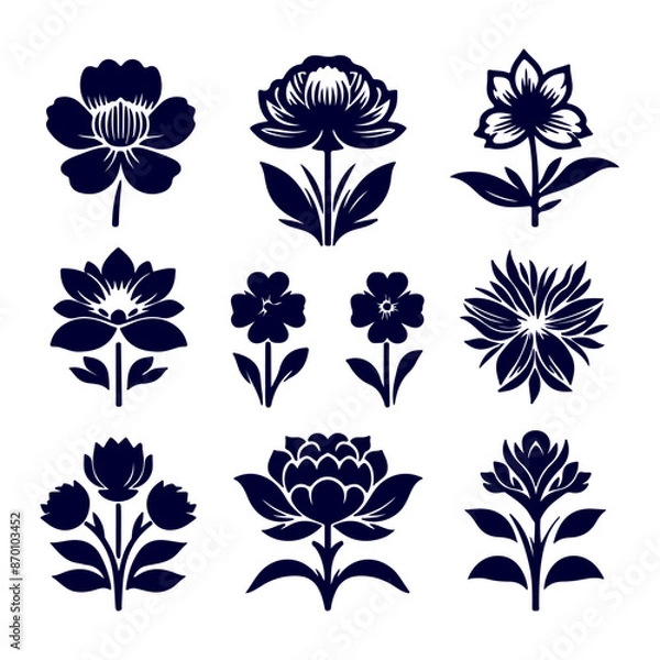 Fototapeta Creative Set of a vector flower outline design