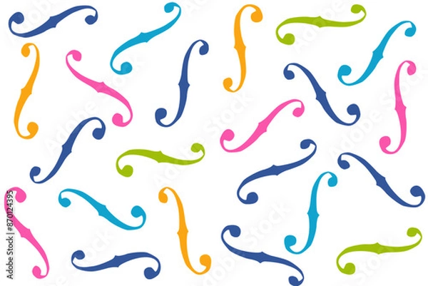 Fototapeta Beautiful violin f hole seamless pattern.Viola,cello drawing music concept repeating texture background.design for decorate, textile graphics, prints.Vector illustration.Classical musical instrument.