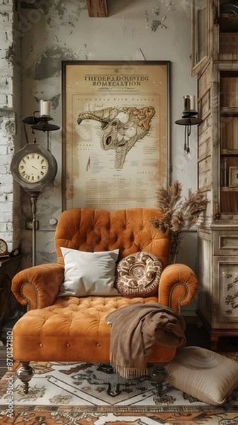 Fototapeta Wildlife in Eclectic Bohemian Style Living Space