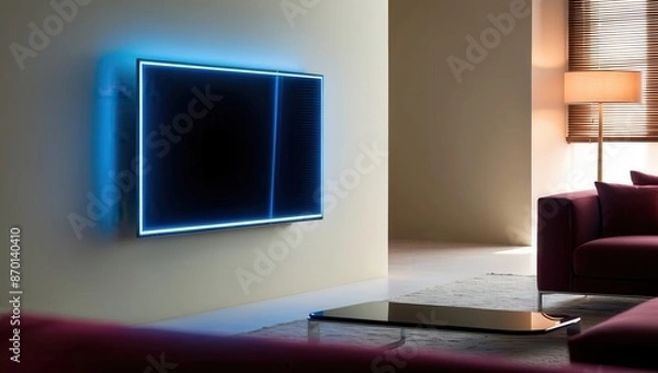 Fototapeta A sleek 4K resolution modern black television